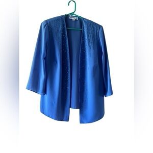 Karen Miller‎ Periwinkle Blue Beaded Blouse and Pants Two-Piece Matching Set